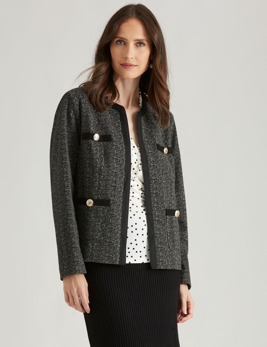 Outerwear NoniB | Noni B Pearl Button Knitwear Jacket