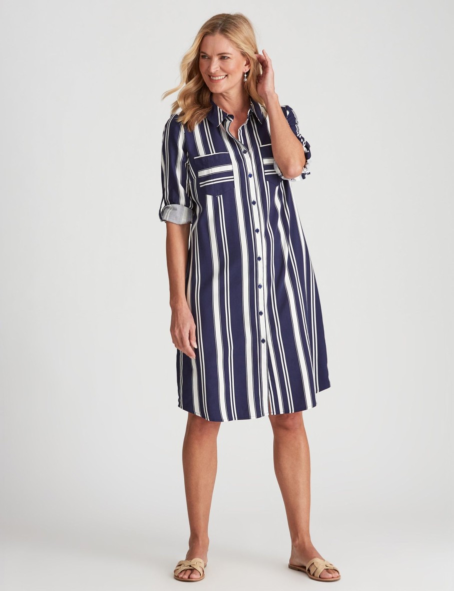 Dresses NoniB | Noni B Stripe Shirt Dress