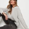 Knitwear Rockmans | Rockmans Long Sleeve V Neck Diamante Detail Jumper