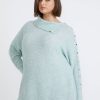 Knitwear Beme | Beme Long Sleeve Button Detail Curve Hem Pullover Top