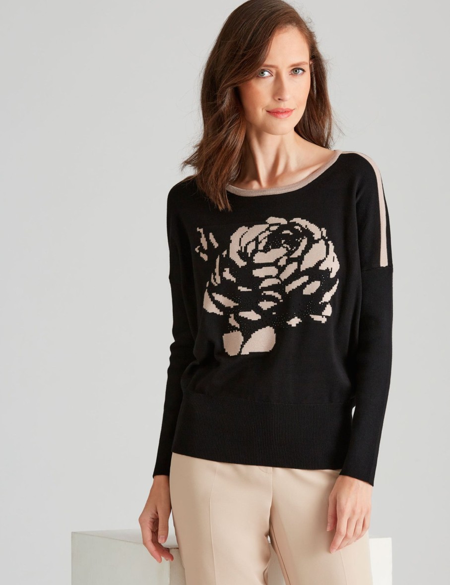 Knitwear NoniB | Noni B Embellished Rose Jumper