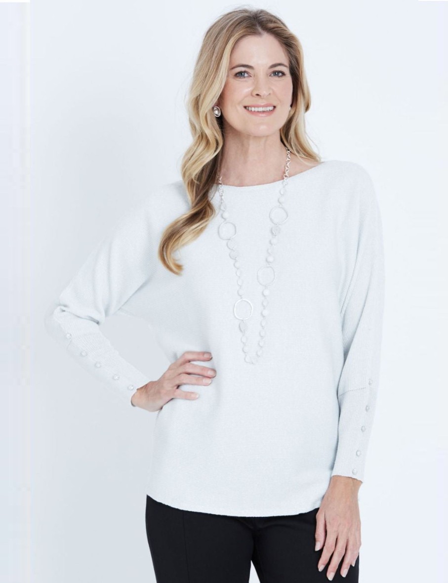 Knitwear LizJordan | Liz Jordan Batwing Sleeve Lurex Jumper