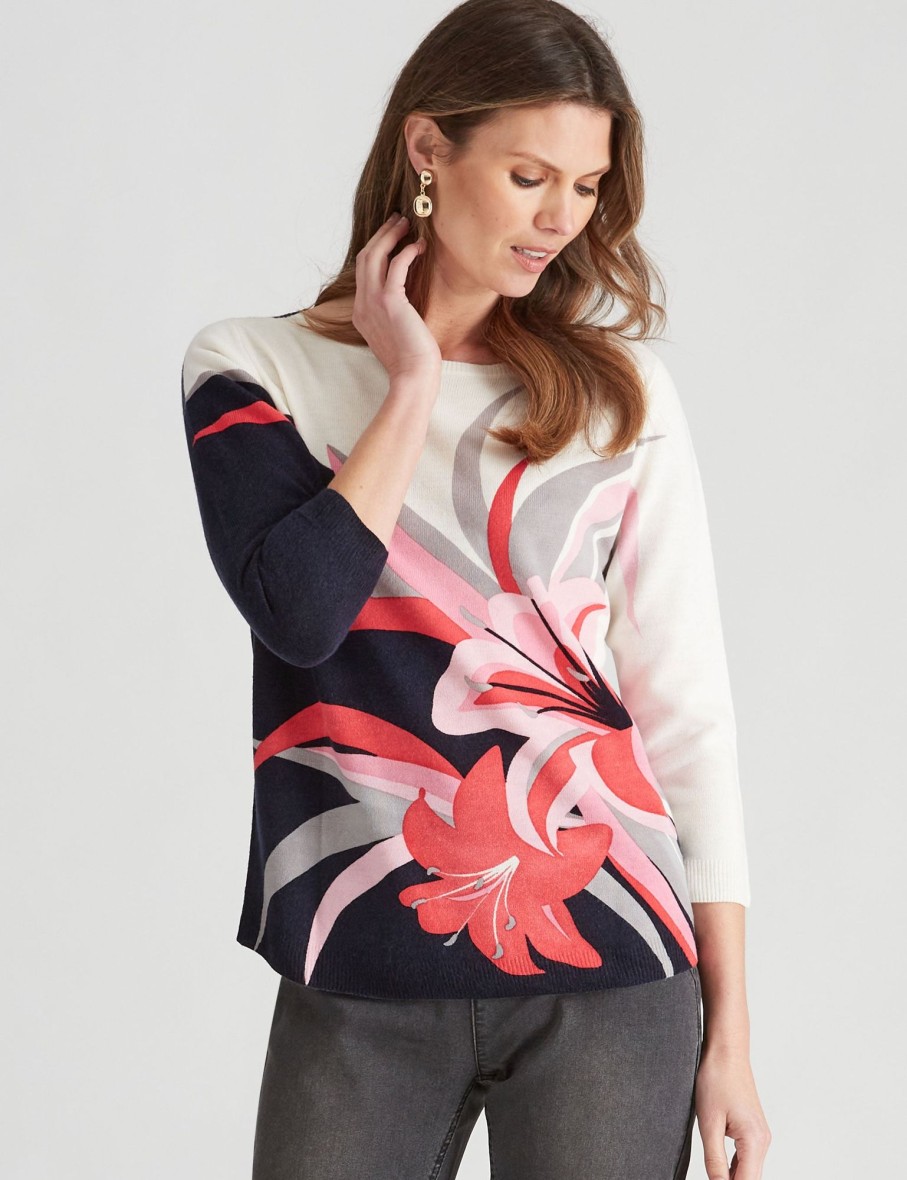 Knitwear WLane | W.Lane Floral Placement Pullover Top