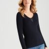 Knitwear Rockmans | Rockmans Ring Detail Rib Knitwear Top