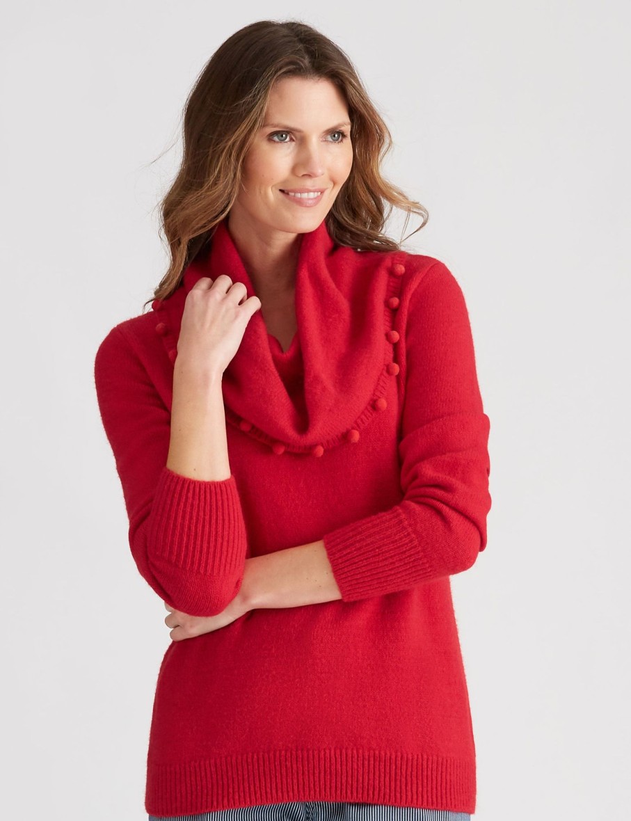 Knitwear WLane | W.Lane Pom Pom Cowl Neck Pullover