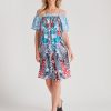 Dresses Millers | Millers Placement Printed Off Shoulder Dress