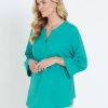 Tops NoniB | Noni B 3/4 Sleeve Lace Trim Linen Top