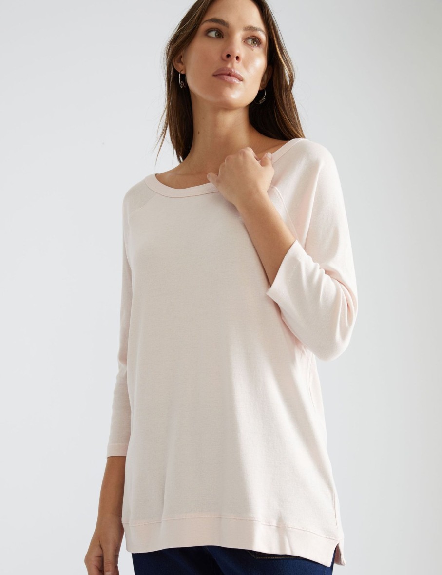 Tops Katies | Katies 3/4 Sleeve Ribbed Raglan T-Shirt