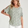 Tops Rockmans | Rockmans Elbow Tie Sleeve Cold Shoulder Top