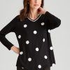 Tops NoniB | Noni B Neck Trim Spot Knitwear Top