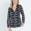 Tops NoniB | Noni B Long Sleeve Collarless Printed Shirt