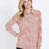 Tops NoniB | Noni B Long Sleeve Concealed Placket Print Shirt