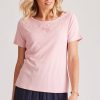 Tops NoniB | Noni B Round Neck Embroidered Rib Top