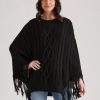 Knitwear WLane | W.Lane Fringe Trim Cable Poncho