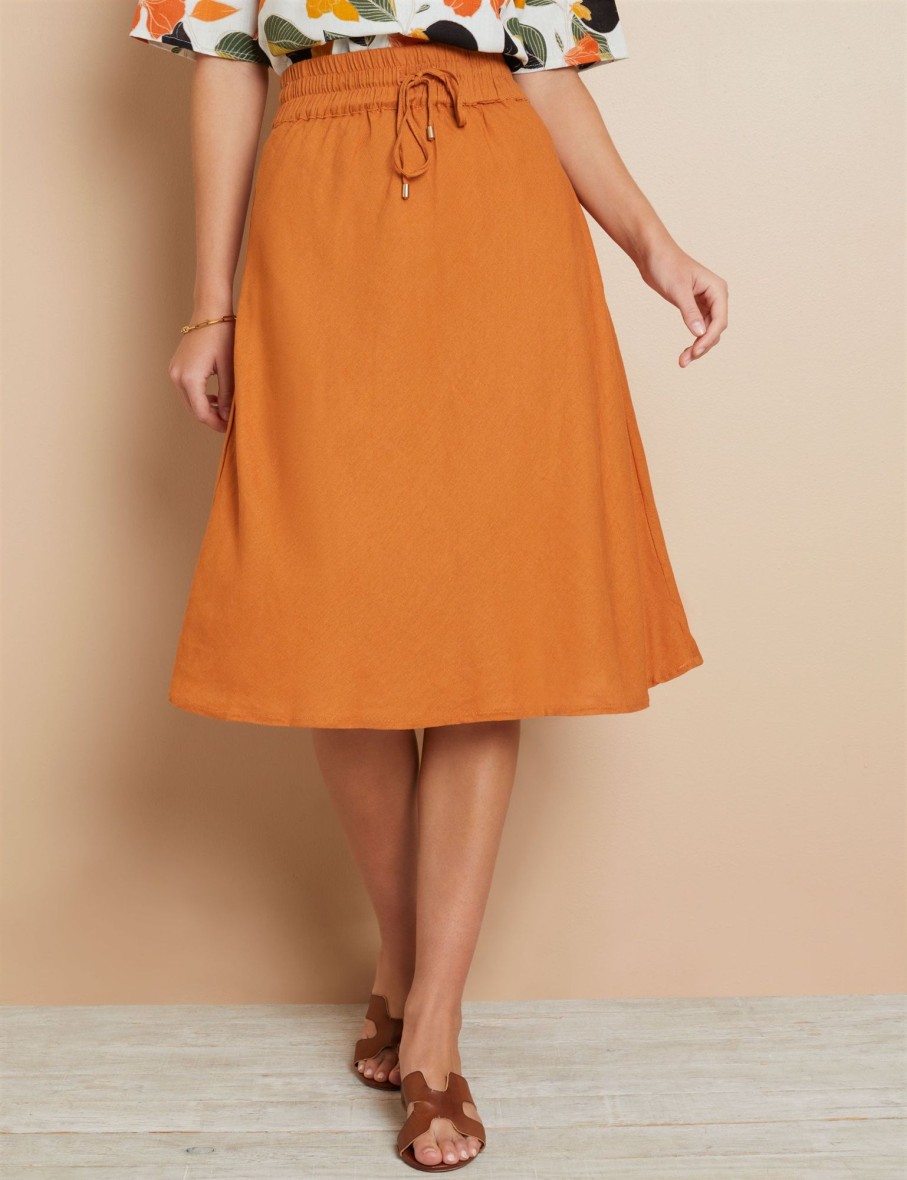 Bottoms WLane | W.Lane Linen Relaxed Drawstring Skirt