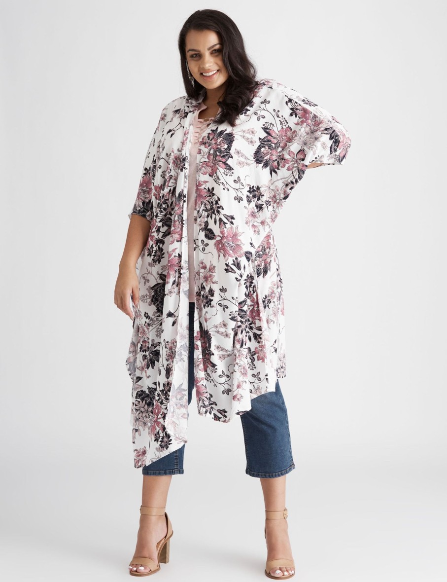 Outerwear Beme | Beme Floral Longline Kimono