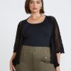 Outerwear Beme | Beme Elbow Sleeve Scalloped Hem Bolero Top