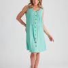 Dresses Rockmans | Rockmans Linen Button Through Dress