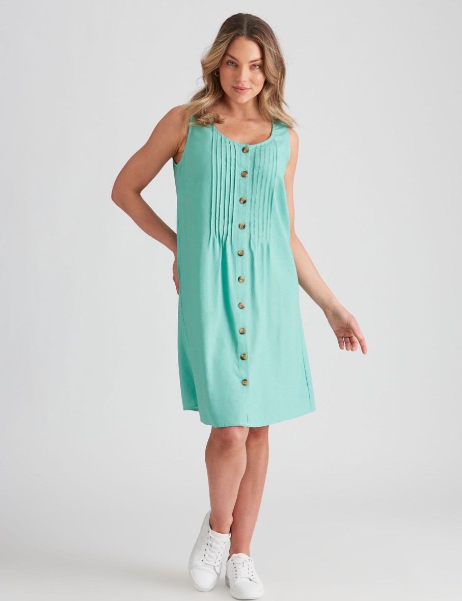 Dresses Rockmans | Rockmans Linen Button Through Dress