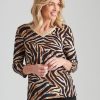 Tops NoniB | Noni B Lurex Trim Zebra Knitwear Top