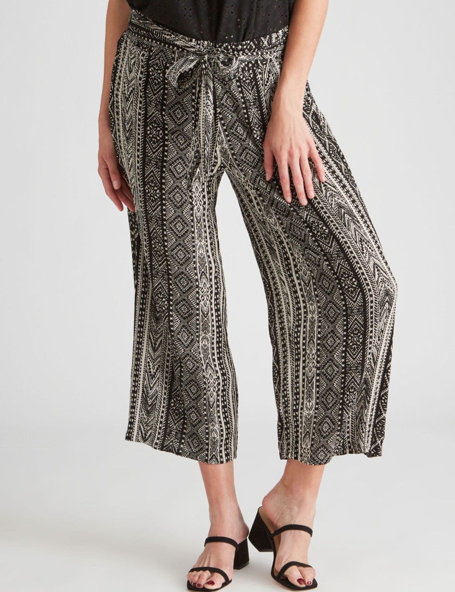 Bottoms Millers | Millers Ankle Length Printed Wide Leg Crinkle Pant