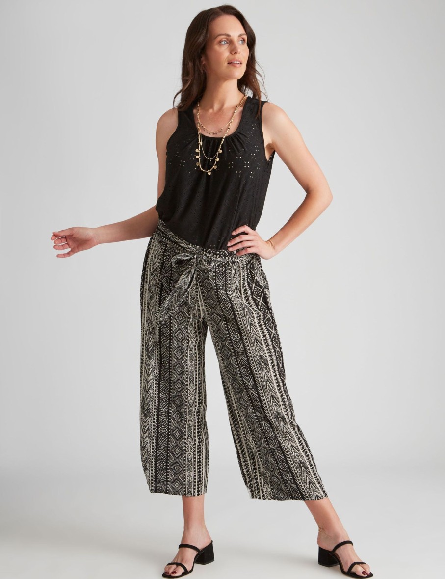 Bottoms Millers | Millers Ankle Length Printed Wide Leg Crinkle Pant