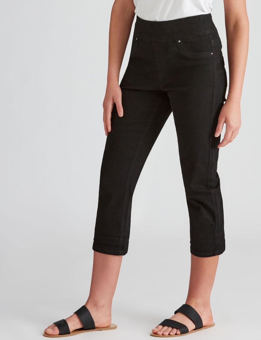 Bottoms Rockmans | Rockmans Crop Denim Pull On Boyfriend Jeggings