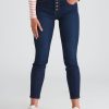 Bottoms Rockmans | Rockmans Full Length Exposed Button Skinny Jeans