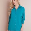 Tops NoniB | Collared 3/4 Sleeve Shirt