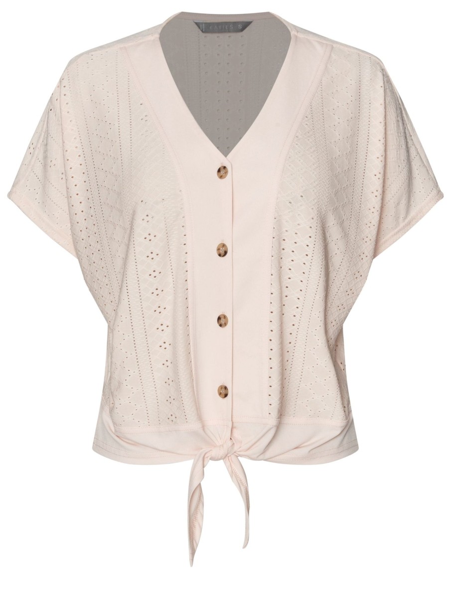 Tops Katies | Katies Broderie Tie Front Top