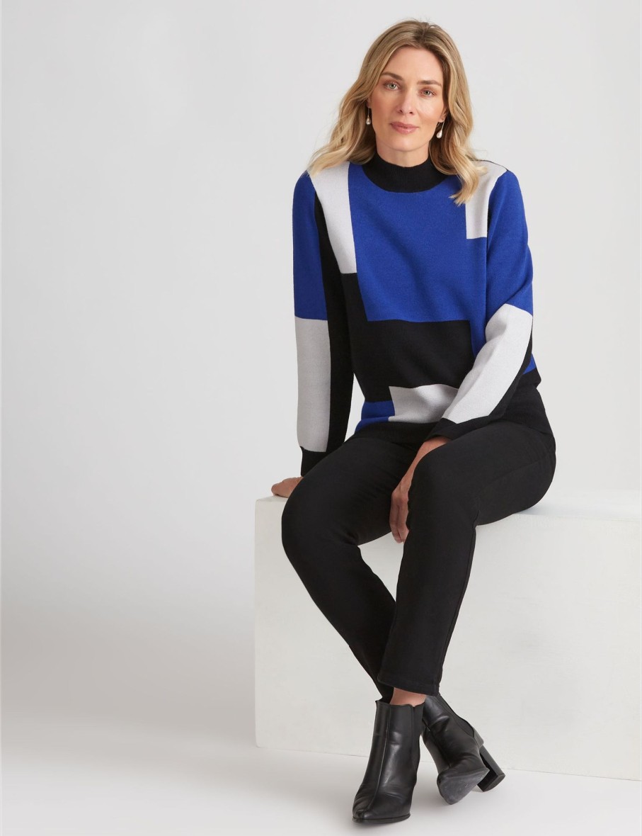 Knitwear NoniB | Noni B Colourblock High Neck Jumper