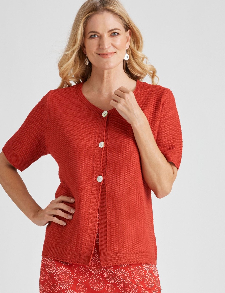 Knitwear NoniB | Noni B Short Sleeve Shell Button Cardi