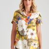 Tops NoniB | Noni B Short Sleeve Print Linen Shirt