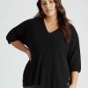 Knitwear Beme | Beme 3/4 Sleeve Studded Side Split Jumper