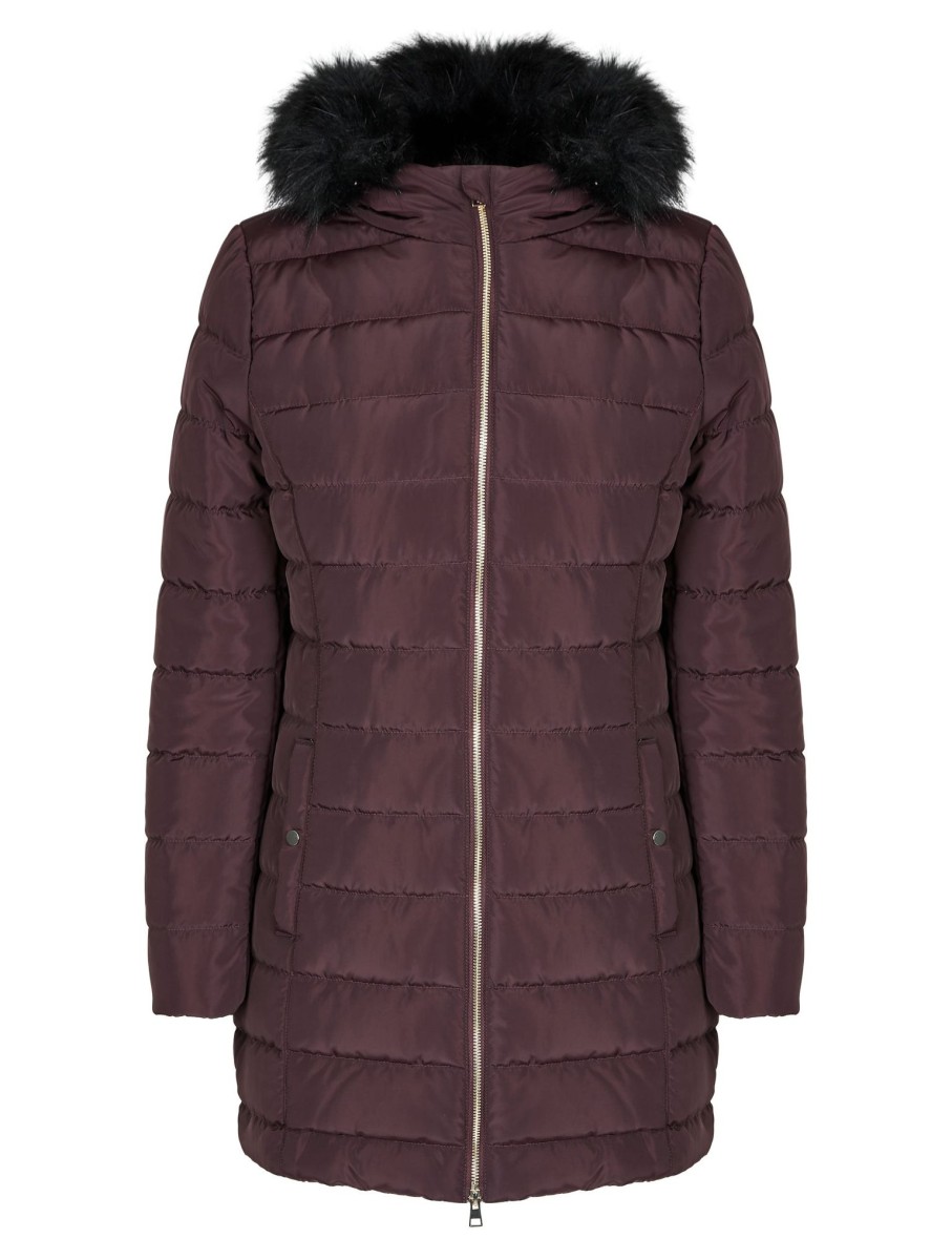 Outerwear Rivers | Rivers Longline Fur Trim Jacket