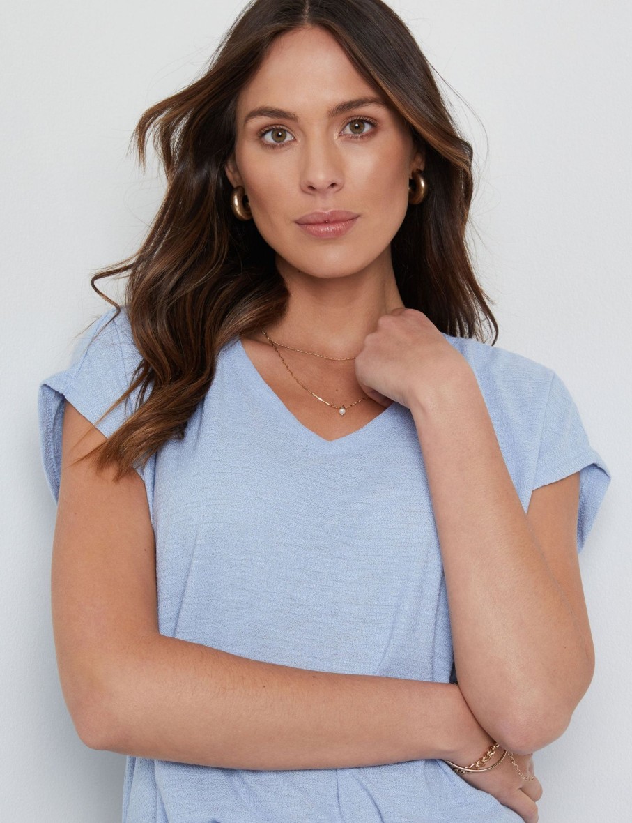 Tops Katies | Katies Knitwear V-Neck Textured Blouse