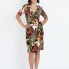 Dresses LizJordan | Liz Jordan S/S Palm Print Wrap Dress