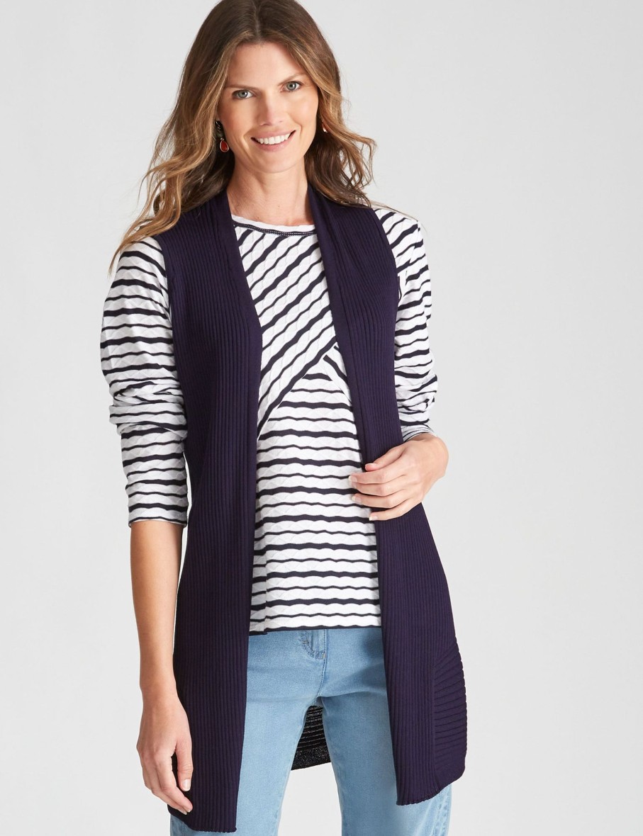 Knitwear WLane | W.Lane Knit Sleeveless Rib Cardigan