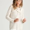 Knitwear Rockmans | Rockmans 7/8 Sleeve Cowl Neck Lurex Stripe Jumper