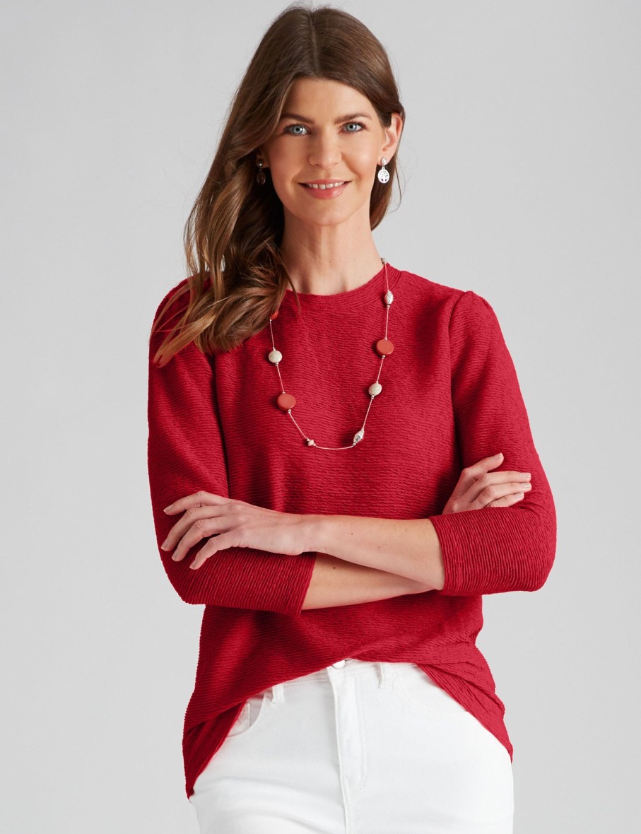 Tops WLane | W.Lane 3/4 Sleeve Textured Knitwear Top