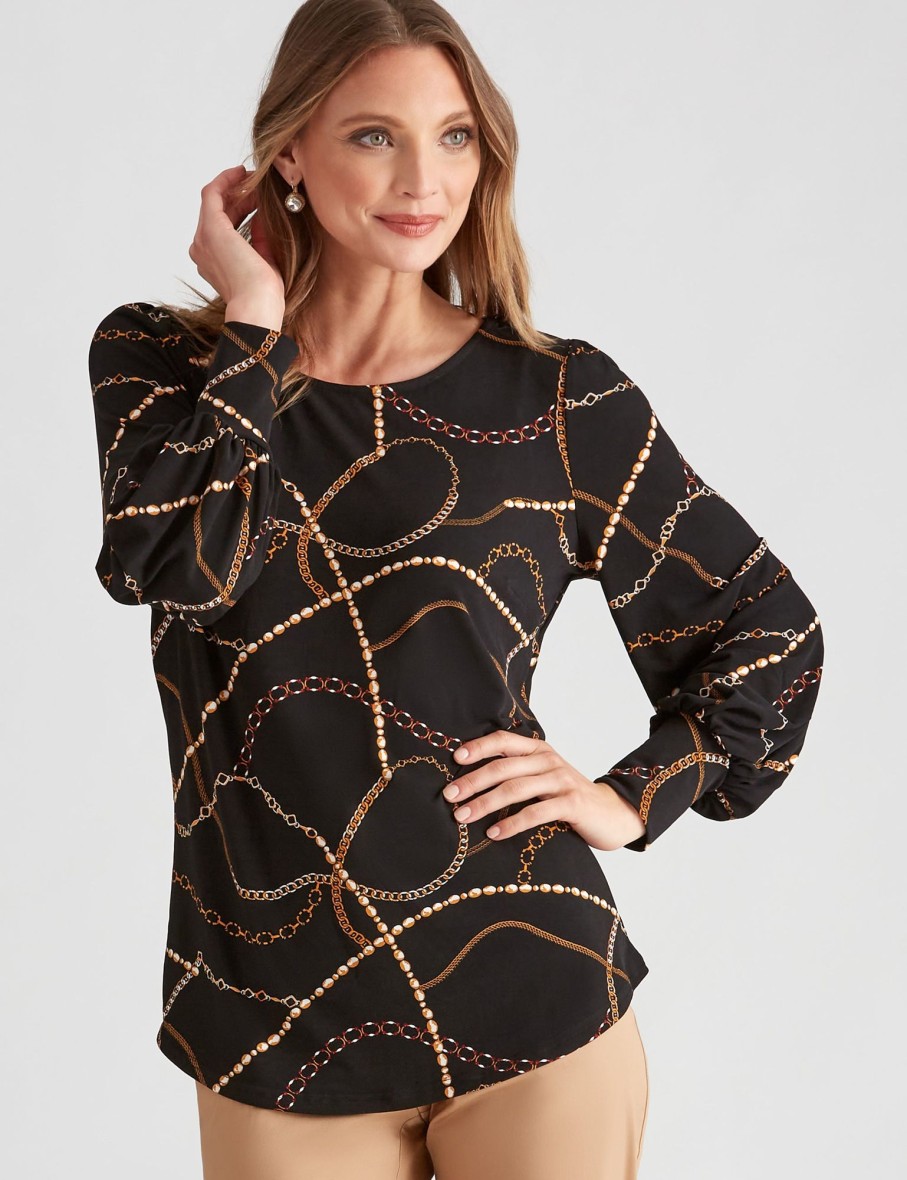 Tops LizJordan | Liz Jordan Knit Chain Print Top