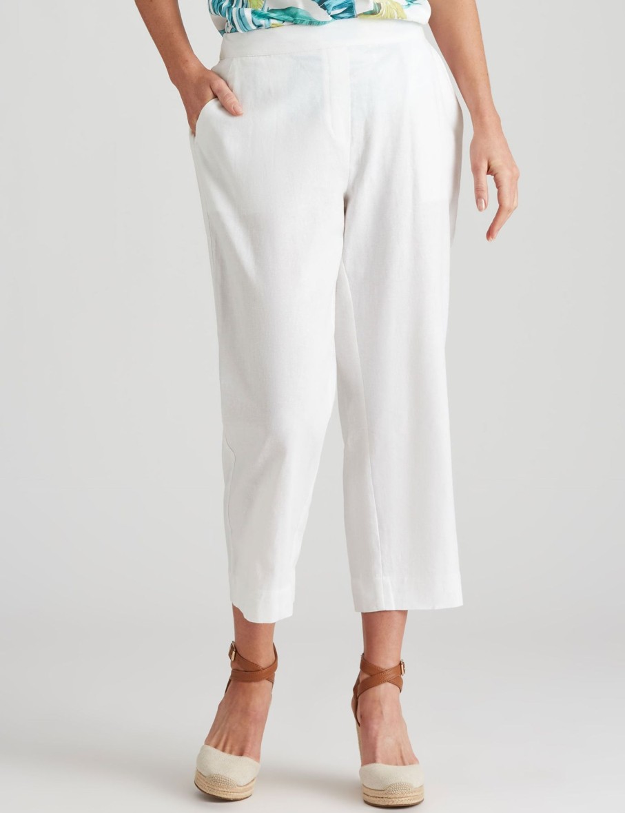 Bottoms Millers | Millers Ankle Length 1/2 Elastic Back Wide Legs Linen Blend Culotte