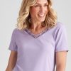 Tops NoniB | Noni B Lace V Neck Rib T-Shirt