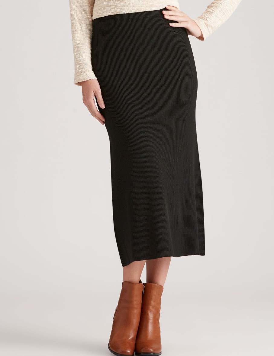 Bottoms WLane | W.Lane Rib Knitwear Midi Skirt