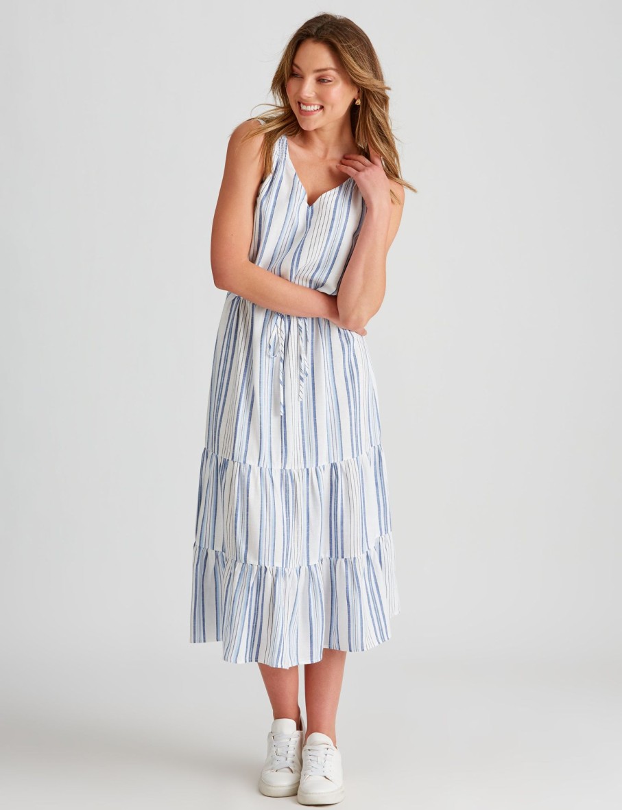 Dresses Rockmans | Rockmans Sleeveless Linen Midi Dress