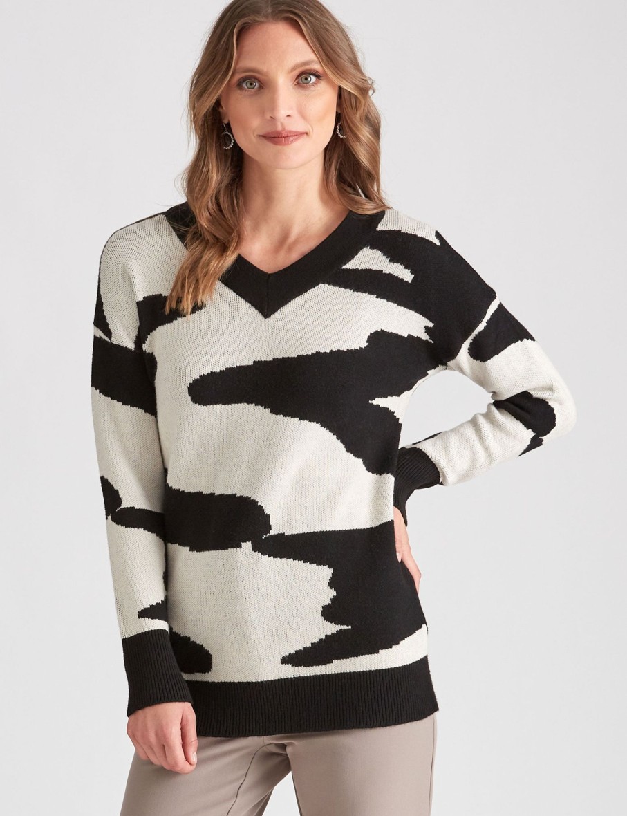 Knitwear LizJordan | Liz Jordan L/S Animal Jacquard Jumper