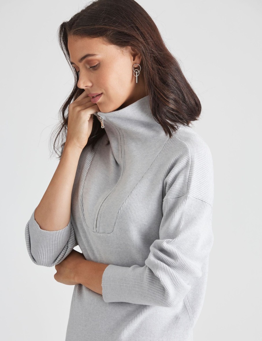 Knitwear Katies | Katies Zipped Neck Rib Jumper