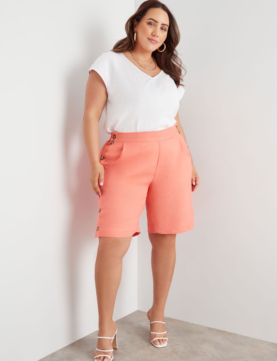 Bottoms Beme | Beme Linen Button Side Shorts